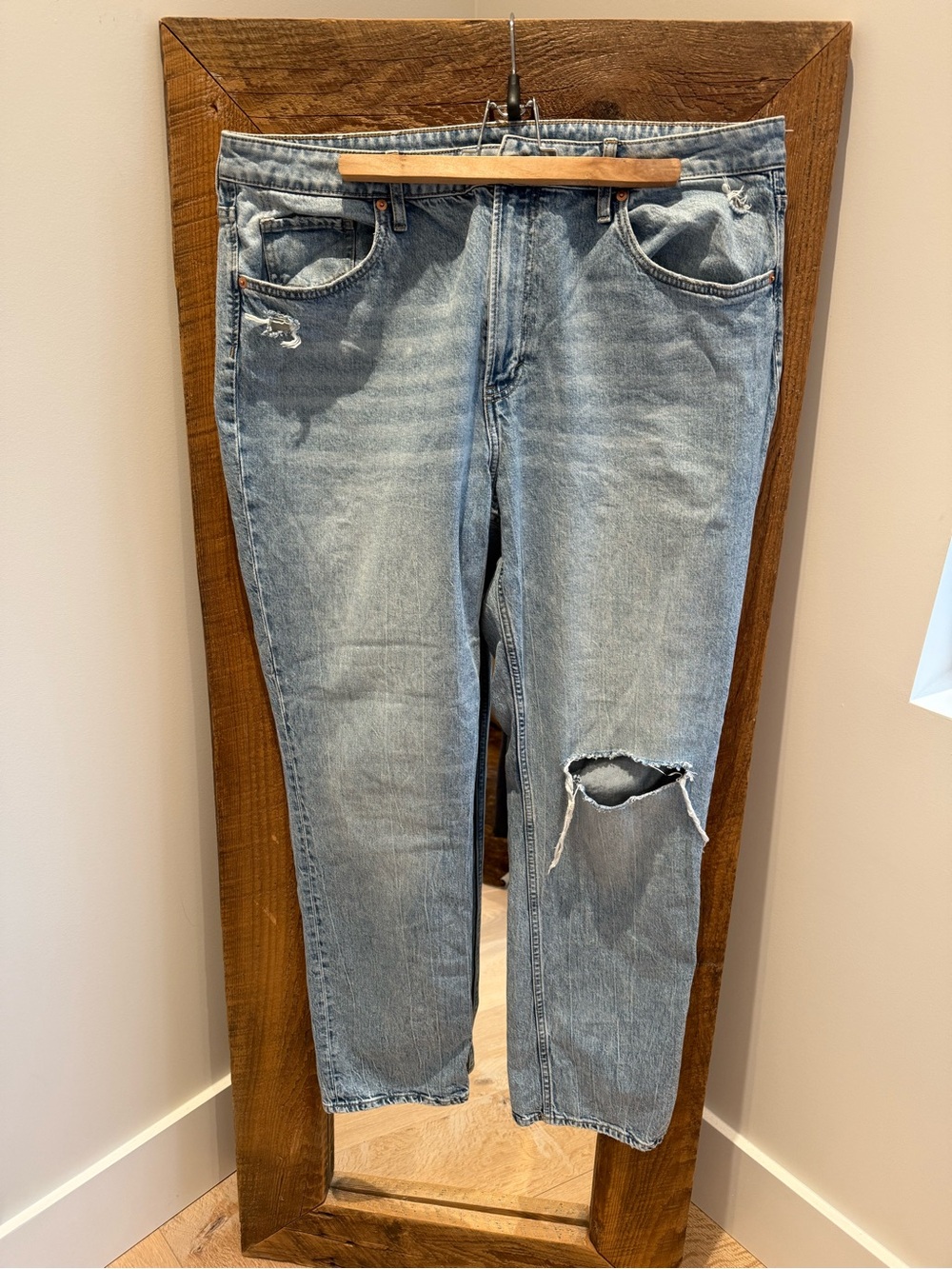 Ladies Light Blue high waist Distressed Jeans